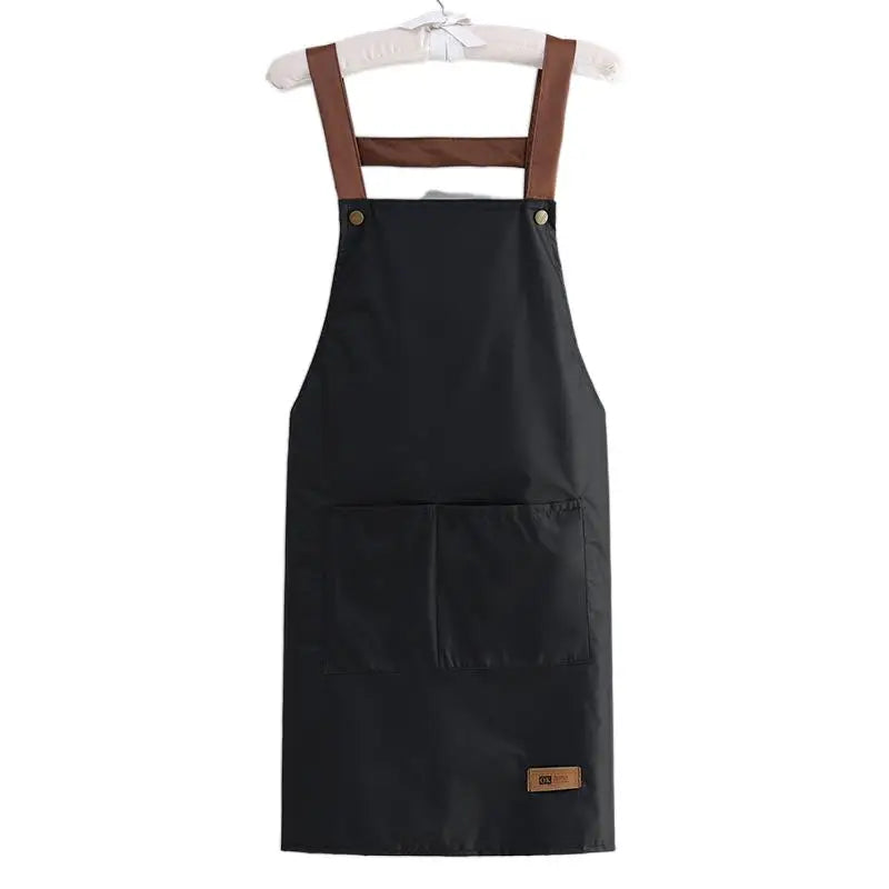 Kitchen Apron Rivet Strap Leather Apron Multi-functional Stain-resistant Oil-proof Waterproof Cooking Solid Color Hotel Workwear