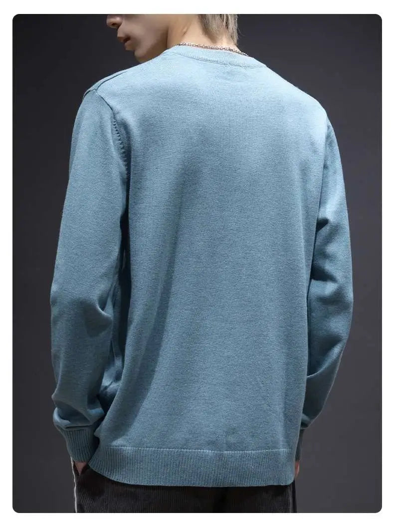 Sweater Men's Young Knitted Solid Color Casual Pullover Round Neck Sweaters