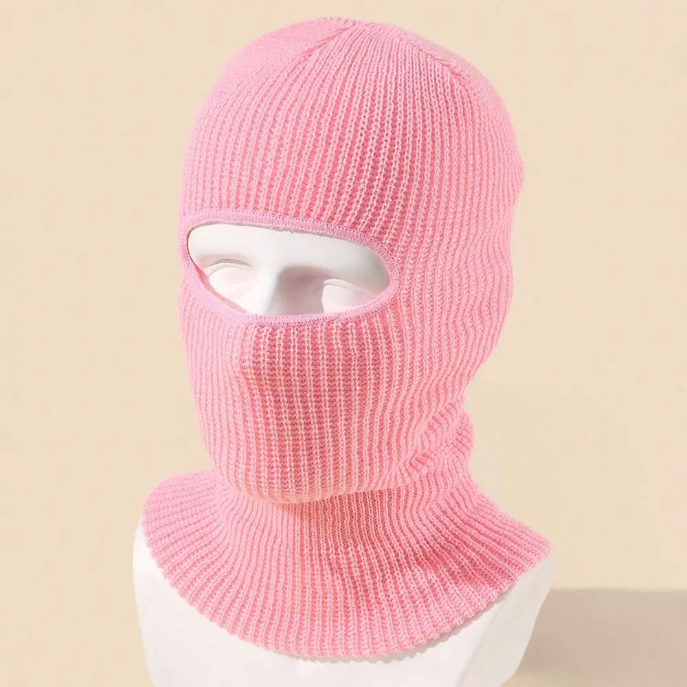 Hat Winter Female 1-Hole Balaclava Skullies Scarf Bonnet Hat Mask Knitted Hats Men Beanies Hat Women Winter Cap Full Face Cover