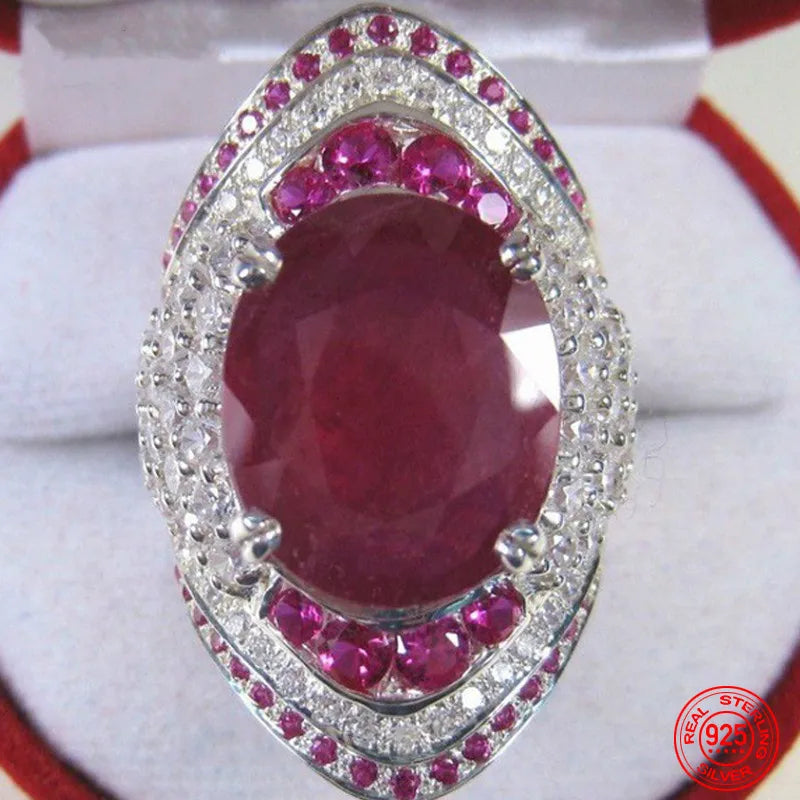925 Sterling Silver Ruby Ring For Women Zircon Finger Rings Fashion Jewelry Gifts