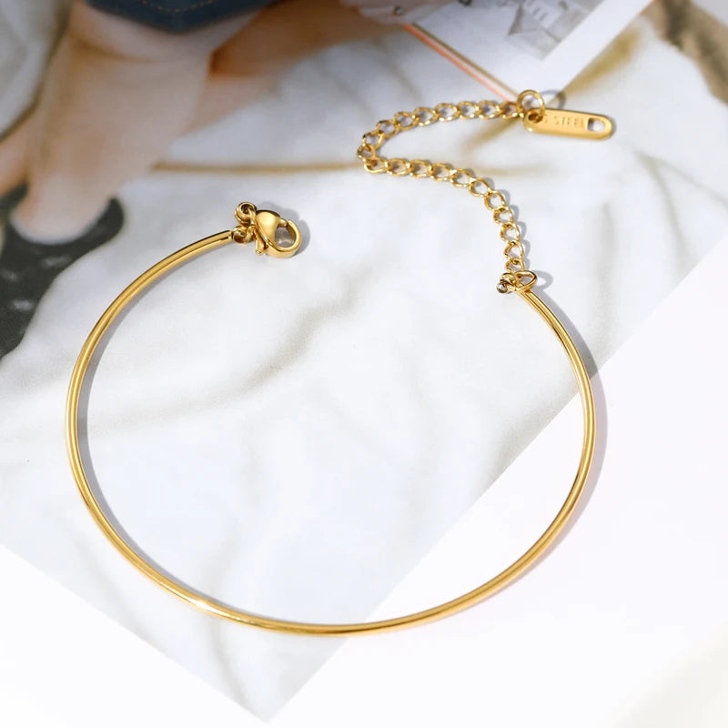 Bohemian Geometric Bangles for Women Gold Plated Stainless Steel Fashion Design Do Not Fade Bangle Bracelets Jewelry Gifts