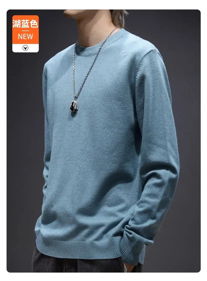 Sweater Men's Young Knitted Solid Color Casual Pullover Round Neck Sweaters