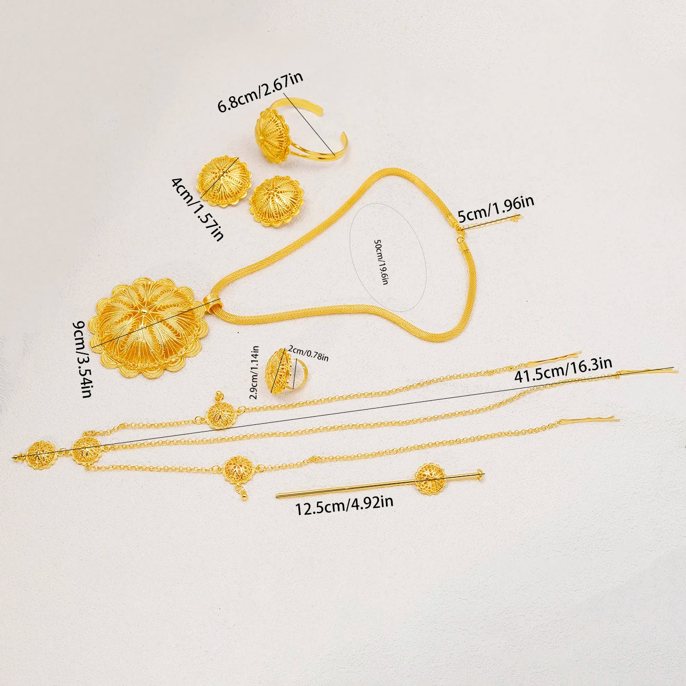 Middle East Jewelry for Women Eritrea Ethiopian Africa Bridal Wedding Pendant Necklaces Earring Ring Bracelet Head Chain Hairpin