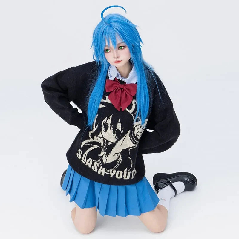 Sweater Women Japanese Cartoon Printed Pullover Knitwear Winter Chic Kawaii Sweaters O-neck Loose Cute Jumpers Tops Y2k Clothing