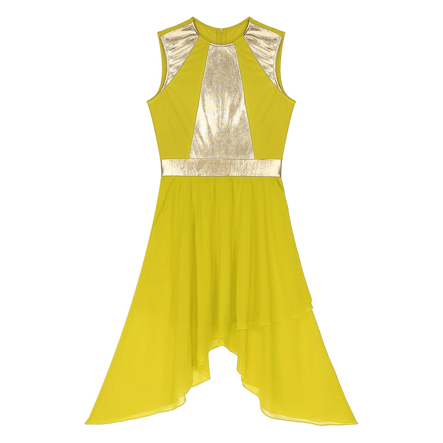 Womens Lyrical Dance Dress Ballroom Dancing Church Choir Stage Performance Costume Sleeveless Asymmetrical Hem Dresses Dancewear