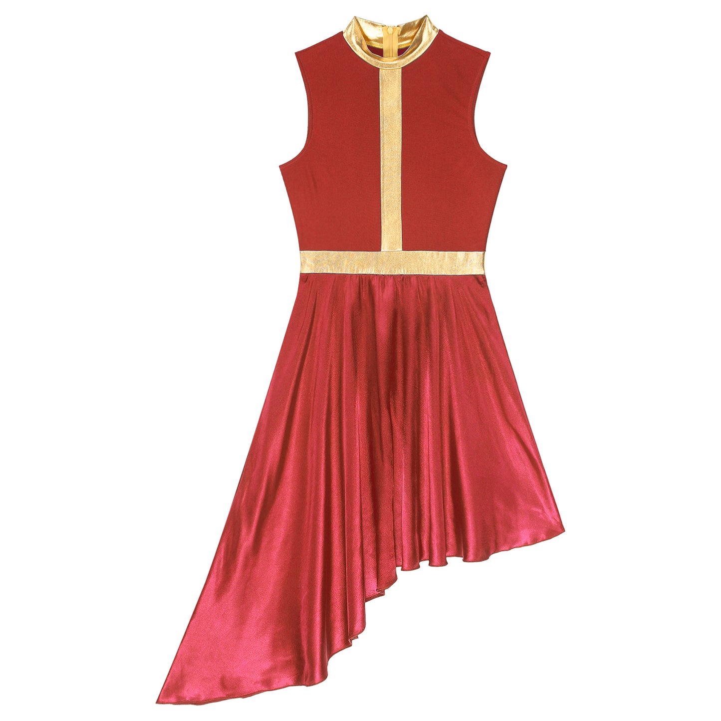 Womens Lyrical Dance Dress Ballroom Dancing Church Choir Stage Performance Costume Sleeveless Asymmetrical Hem Dresses Dancewear
