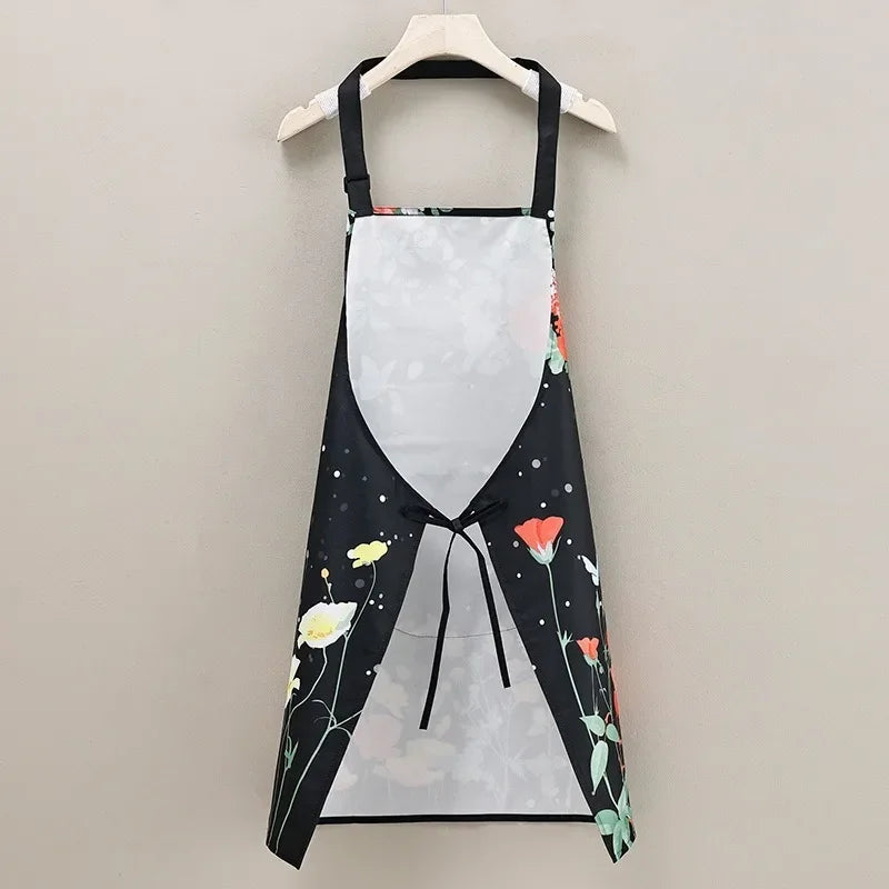 Kitchen Apron Household Waterproof and Oil-proof Kitchen Apron Cooking Baking Work Clothes Drawing Aprons Art Smock for Women