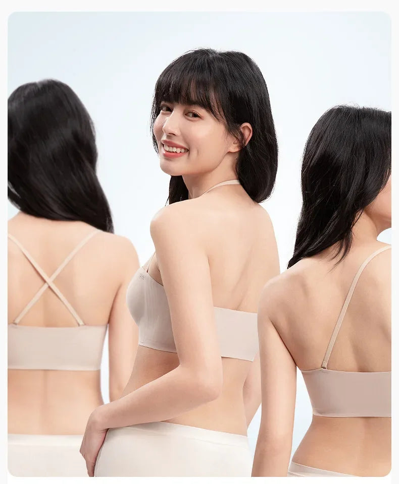Double Front-buttoned Strapless Bra for Women, Invisible, Anti-slip, Strapless and Backless, with A Close-in Top Support Bra