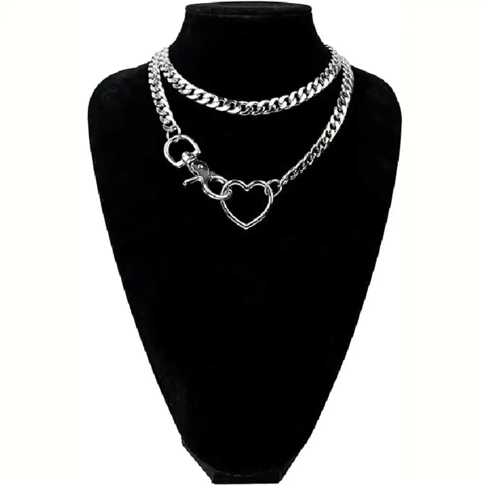 Heart Y-Necklace Link Chain Necklace No Fading Durable Choker with Tail Necklace Scratch Resistant Adjustable