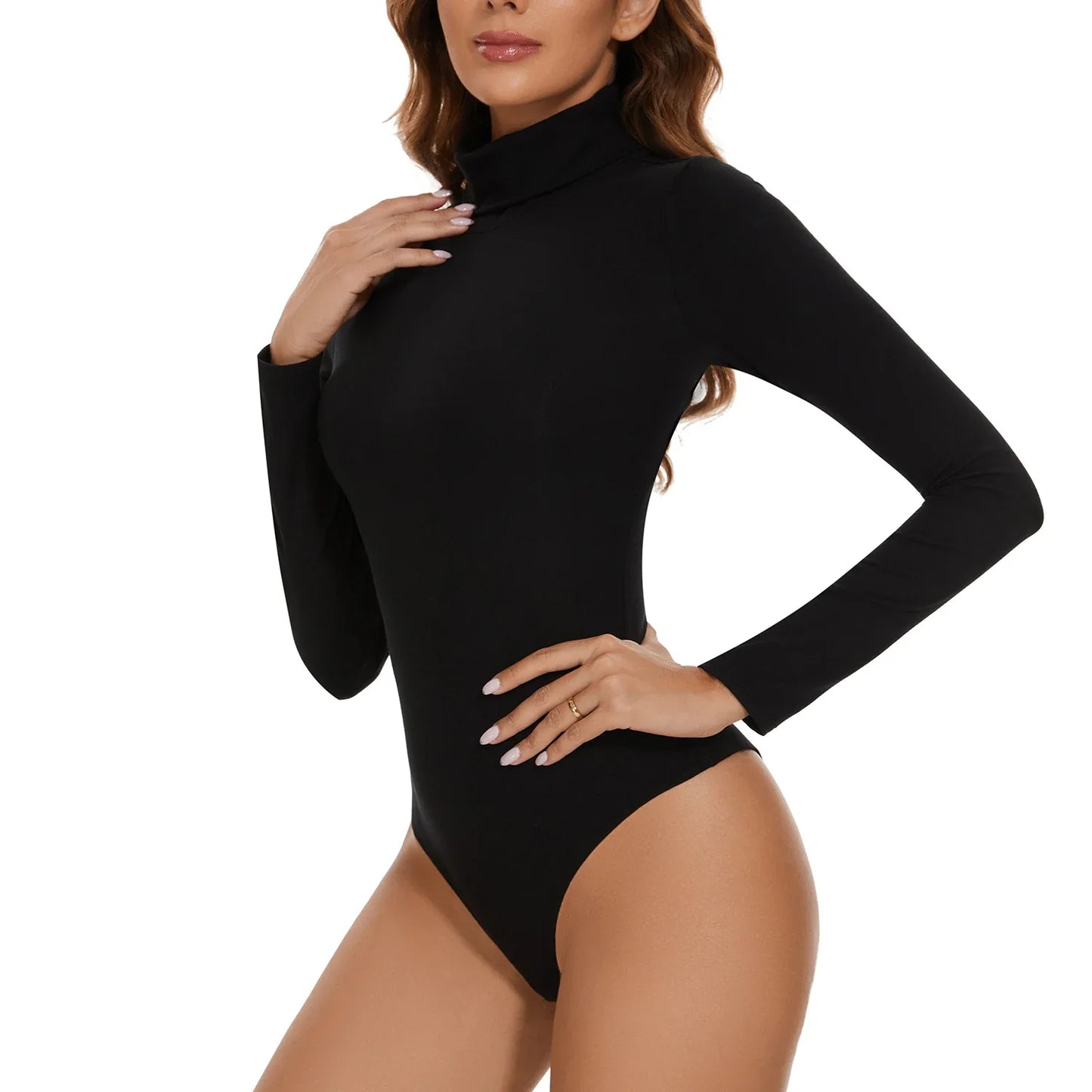 High Neck Bodysuit Women's Long Sleeved Shapewear Tummy Control Body Shaper Sexy Briefs Female Warm Clothing Autumn Winter New