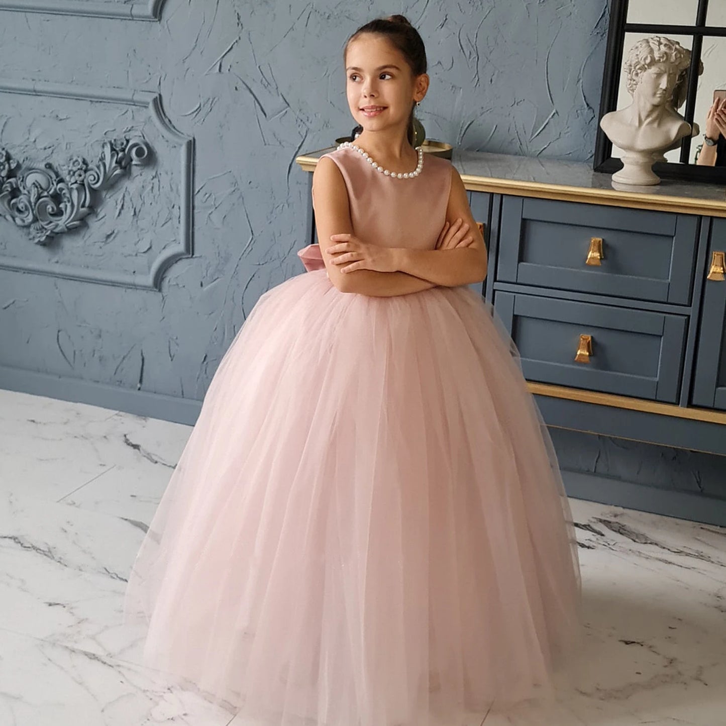 Elegant Teens Girls Dress Lace Princess Pageant Birthday Party First Communion Gowns Bridesmaid Flower Girl Dresses For Wedding