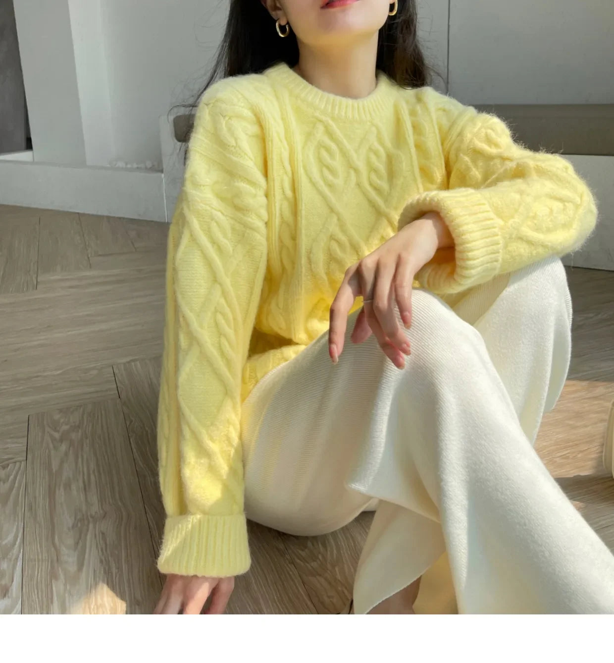 Sweater Woman Winter 2023 Round Neck Bottoming Twist Sweater Lazy Wind Loose Casual Knit Pullover Long Sleeve Pullover Jumper