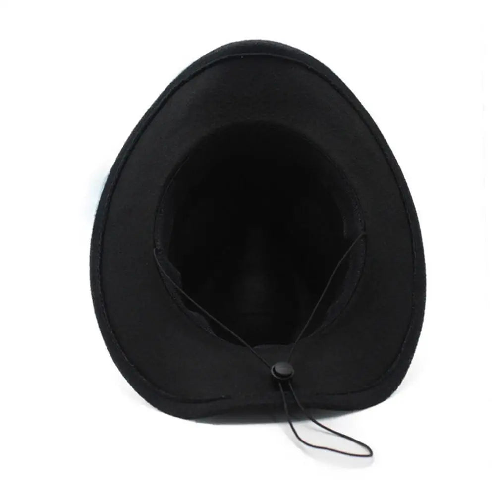 Felt Cowboy Hat for Women Men Rolled Wide Brim Cowboy Hats Western Hat with Buckle Belt Cowboy Cowgirl Hat