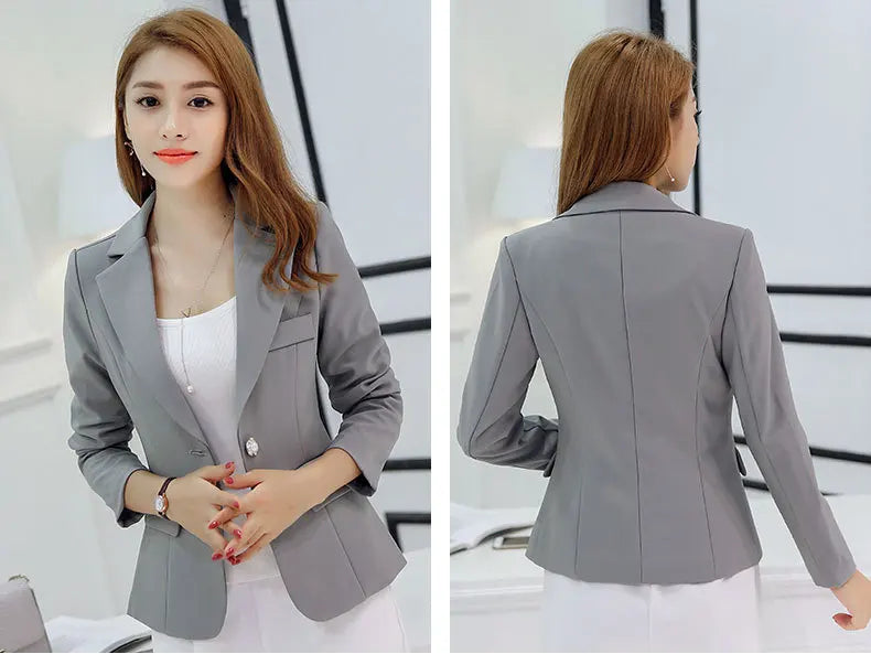 Women Blazer 2022 Formal Blazers Lady Office Work Suit Pockets Jackets Coat Slim Grey Women Blazer Femme Jackets Femme NS5261