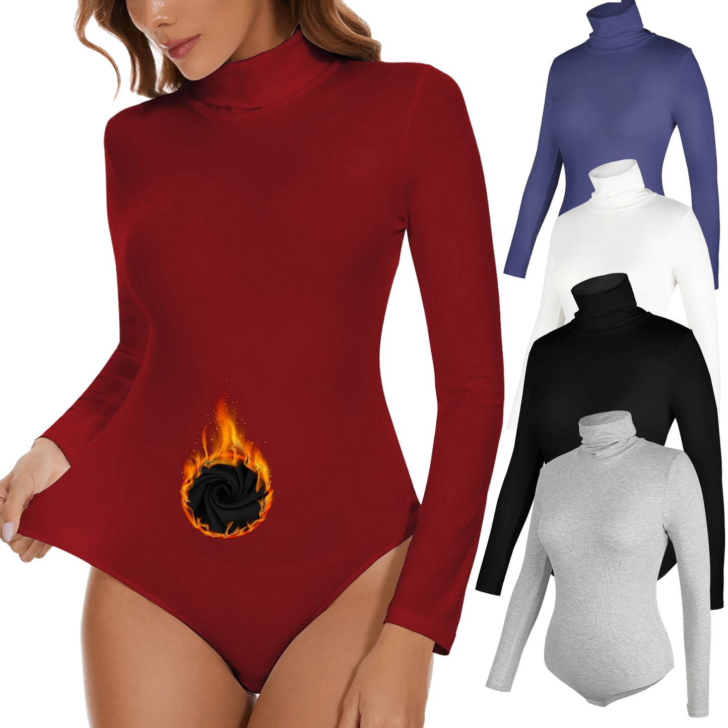 High Neck Bodysuit Women's Long Sleeved Shapewear Tummy Control Body Shaper Sexy Briefs Female Warm Clothing Autumn Winter New
