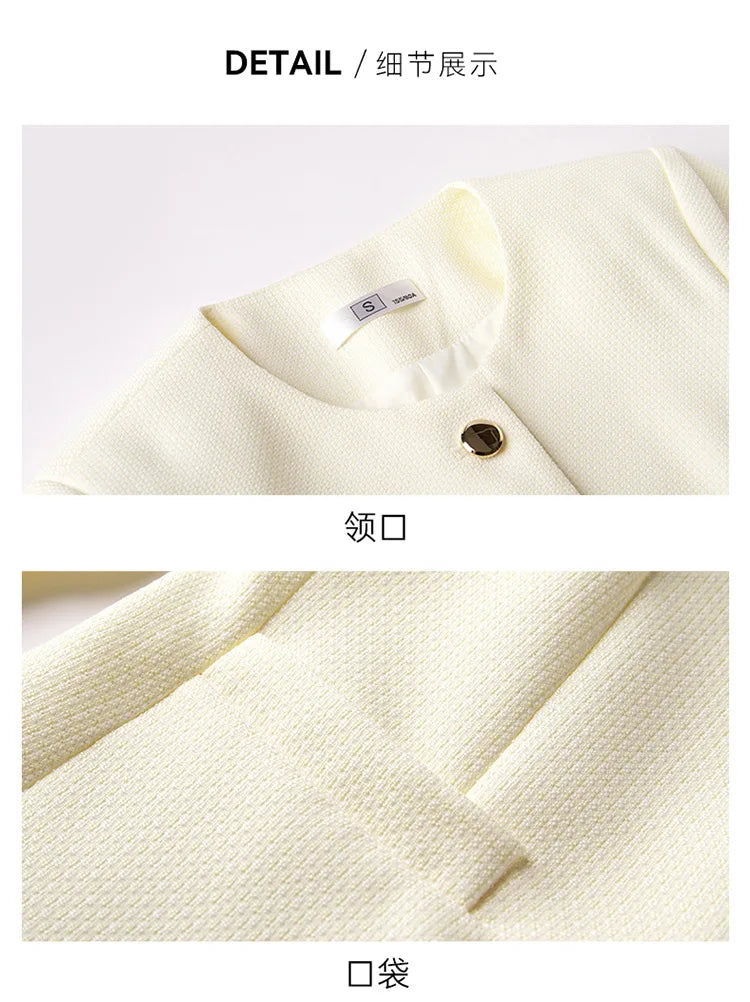 High quality blazer for women short jacket single breasted O neck spring autumn elegant office clothes pink yellow blue white