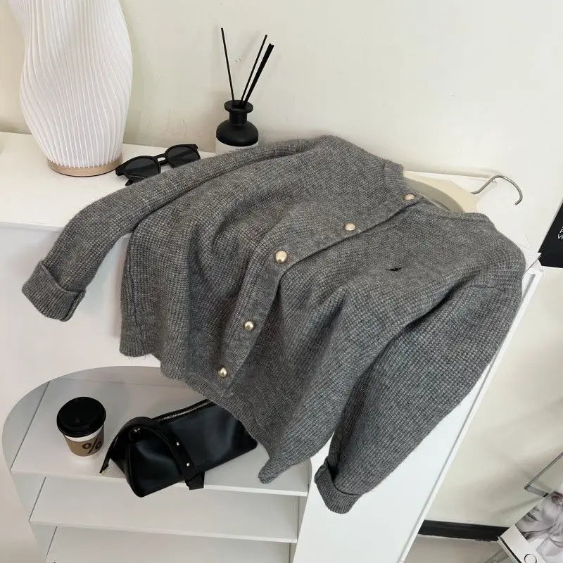 Sweater Pony Embroidered Sweater Jacket Autumn and Winter Temperament Sweater Cardigan French Style Versatile Top