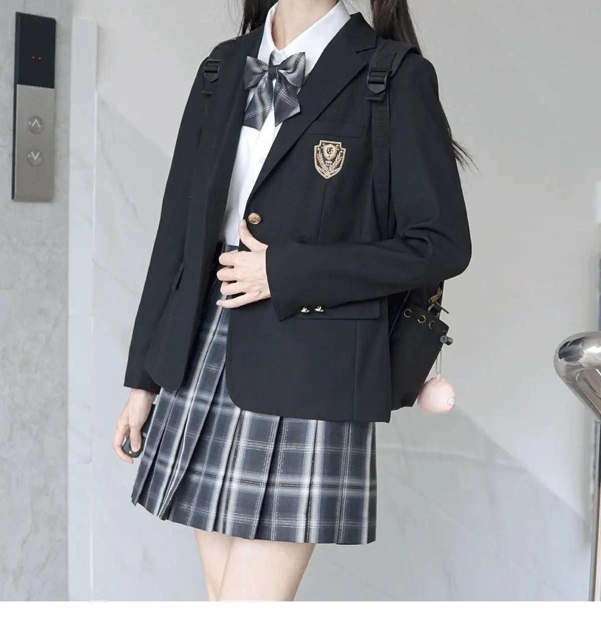 Blazer for Women Notched Collar Single Breasted Black Blazers Outwear JK College Student Uniform Autumn Loose Streetwear Chic