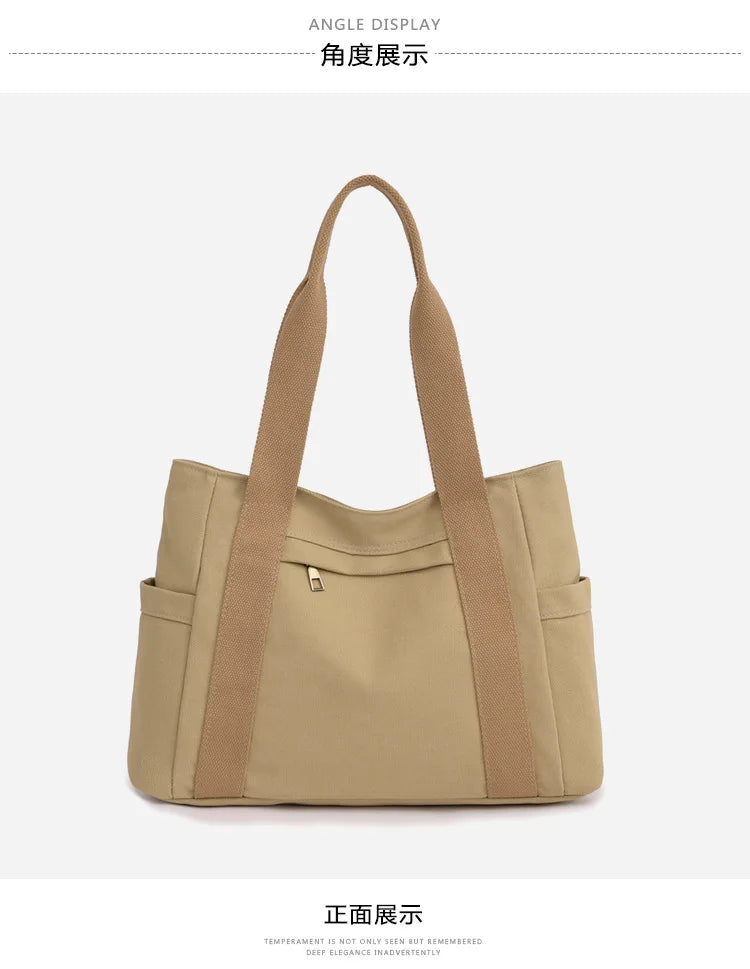 Women's handbag Fashionable Women's Canvas Top-Handle Bag for Daily Commuting and College Style Student Outfit Shoulder Bag