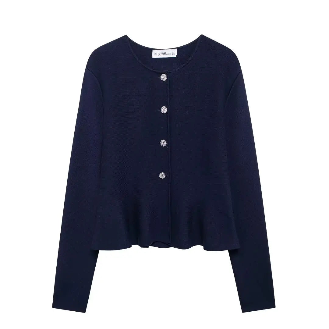 HH Women Skirt Suit O-Neck Single Breasted Long Sleeve Knitted Cardigan Top+Elegant Elastic Waist High Street Mini Skirt