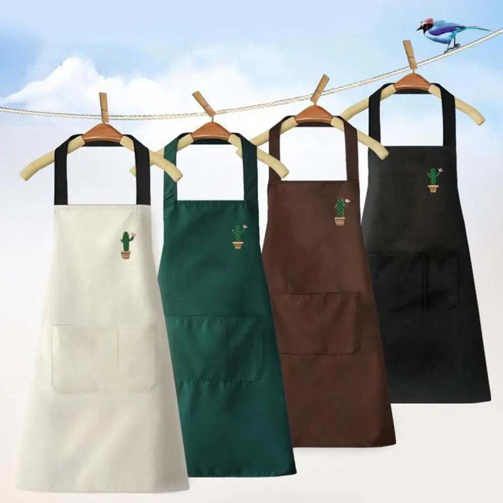 Kitchen Cooking Apron Unisex Household Solid Color Chef Waiter Barbecue Hairdresser Adult Pocket Apron Kitchen Supplies Tool