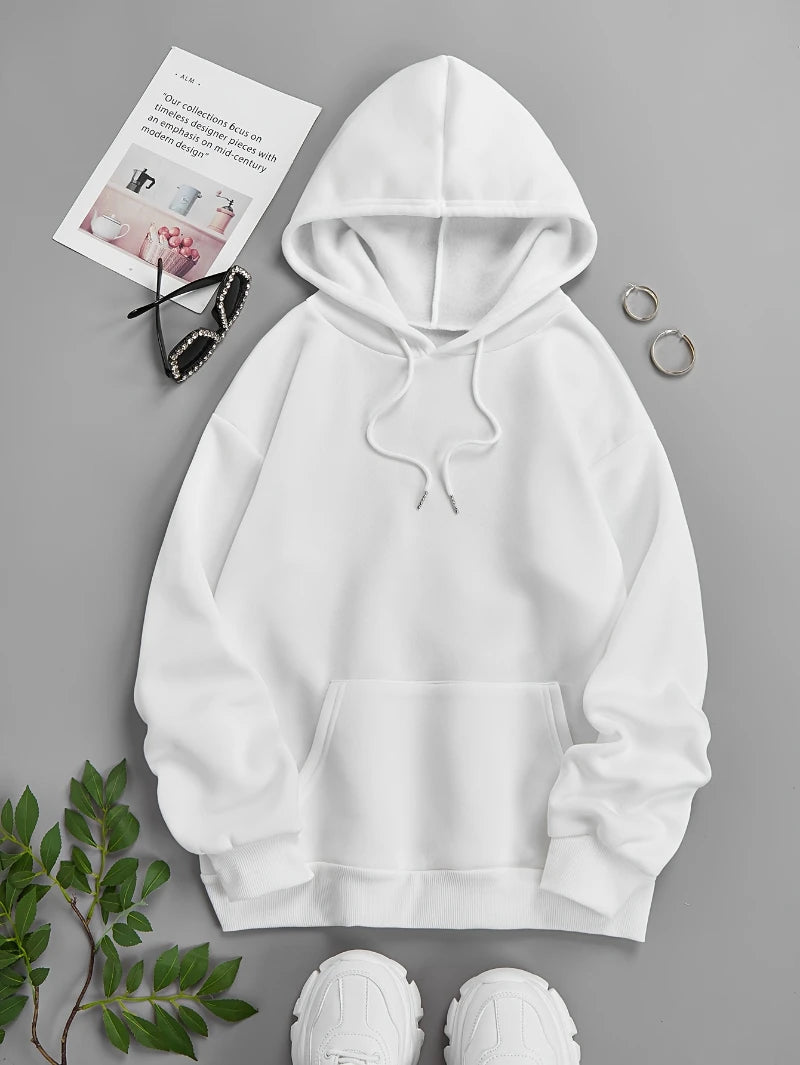 Sweater Loose Men's and Women's New Casual Solid Color Thickened Coat Autumn and Winter Hooded Sweater Simple