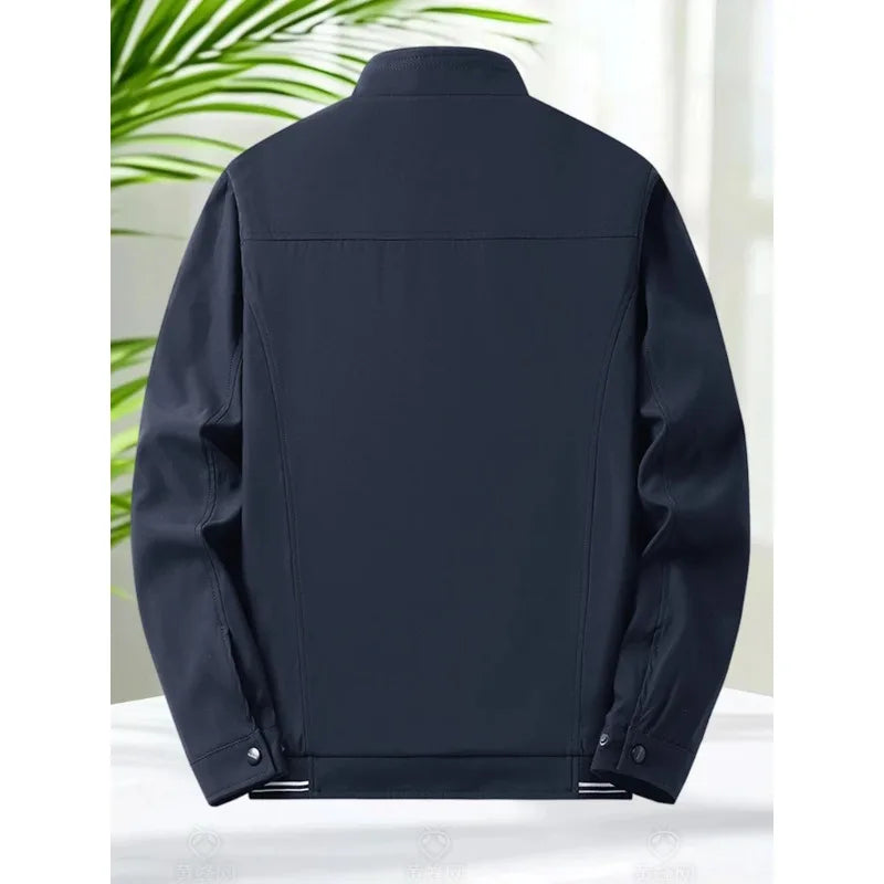 Blazer Jacket Men Casual Jacket Spring Autumn Workwear Stand Collar Zip Up Coats Men Lightweight Business Style Outerwear