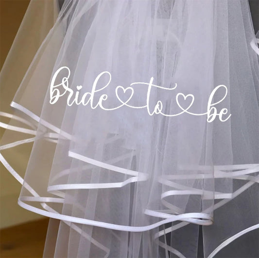 Custom Your Name Bride to Be white short Veil Bachelorette Hen Party bridal shower beach rustic Wedding decoration Future Gift