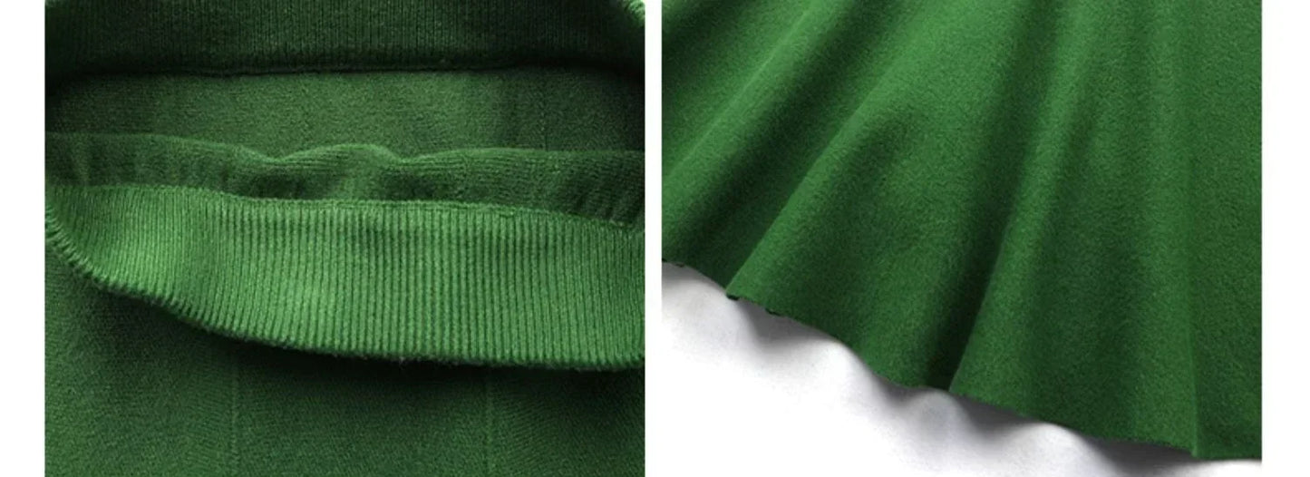 Women's Skirts 2025 Autumn Winter Fashion Knitted Long Skirts for Women Green Vintage Slim Office Lady A-LINE Fishtail Skirt