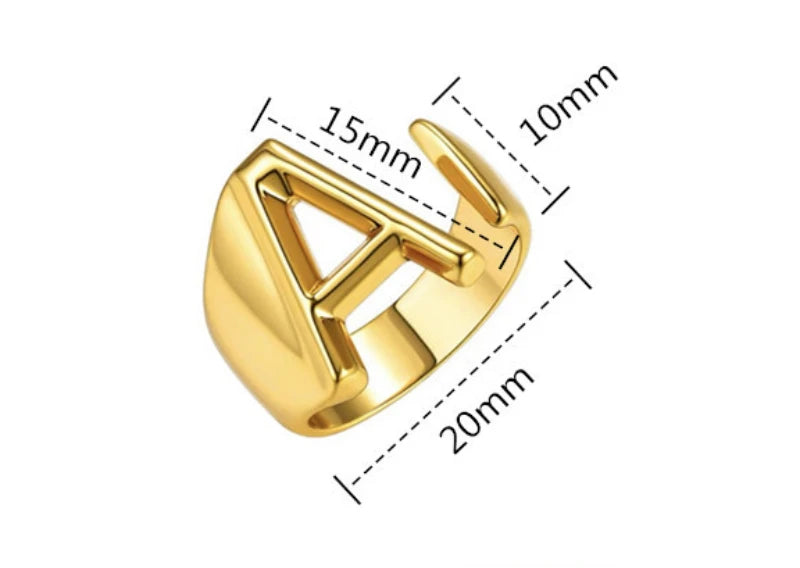 26 English Letter Ring Opening Adjustable Female Personality Internet Celebrity Ring Fashion Jewelry Couple Mother's Day Gift