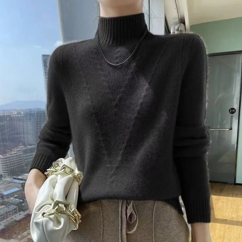 Sweater Women Knitted Sweater Turtleneck Long Sleeve Pullovers Autumn Winter Clothing Warm Jumper Tops