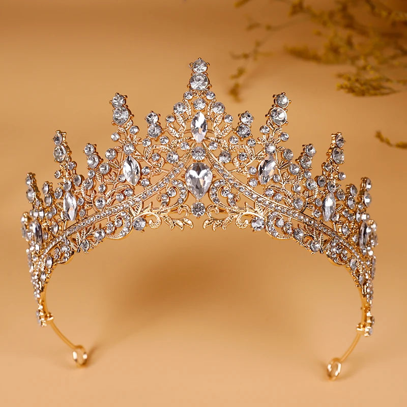 Bridal Headwear - A Golden Lady Fashion Wedding Crown, Rhinestone Classic Princess Tiaras