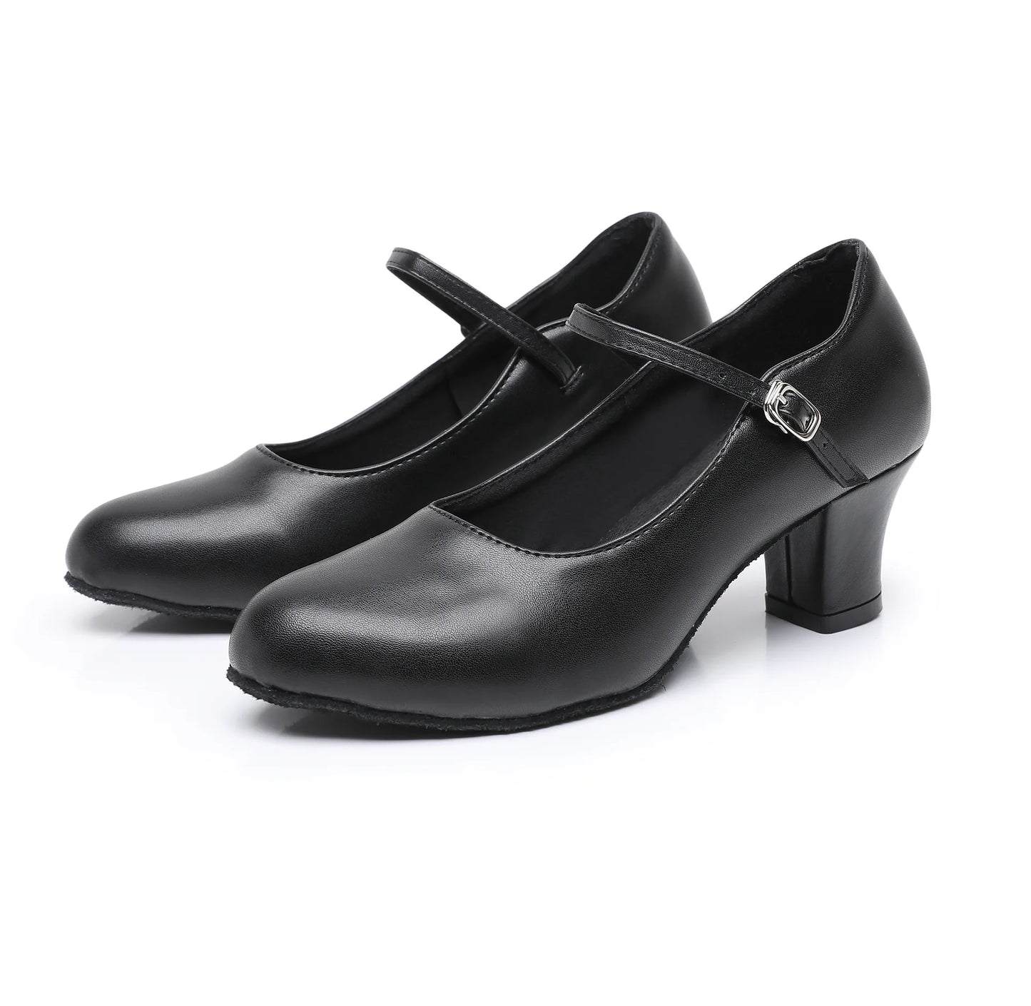 2025 Ladies Latin dance shoes black modern jazz dance shoes ballroom teacher shoes pu dance sneakers high heels 5.5cm