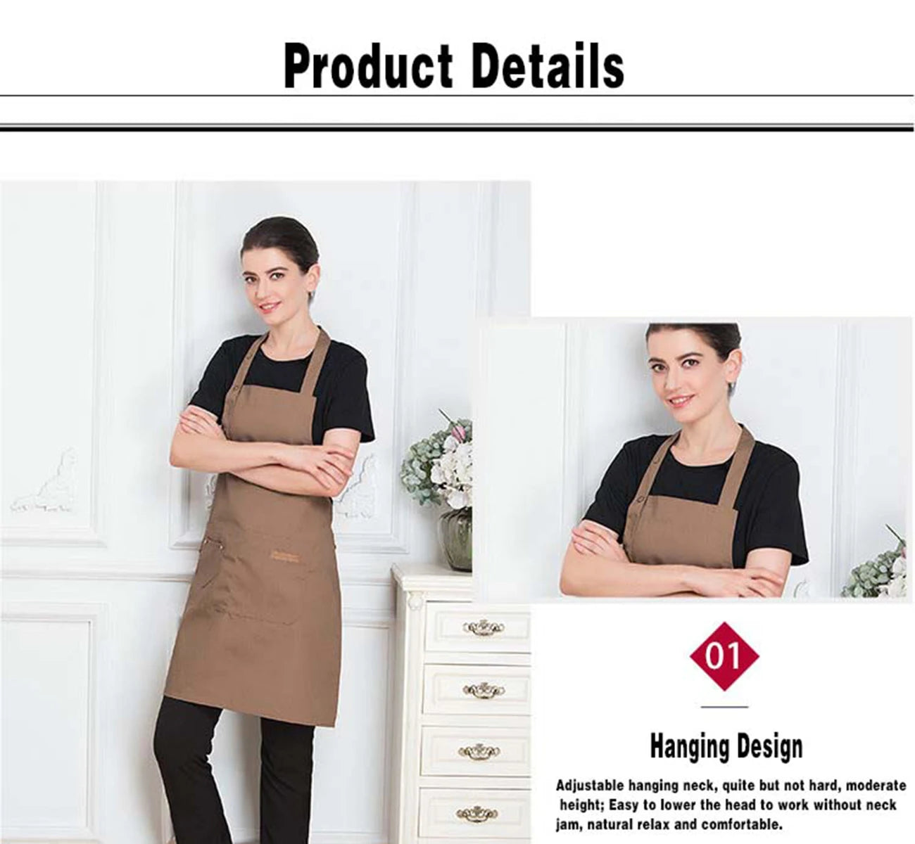 Kitchen Apron New Fashion in Cuisine: Male Chefs, Barbecues, Bars, Cafes, Beauty and Nail Studio Waterproof and Anti Fouling