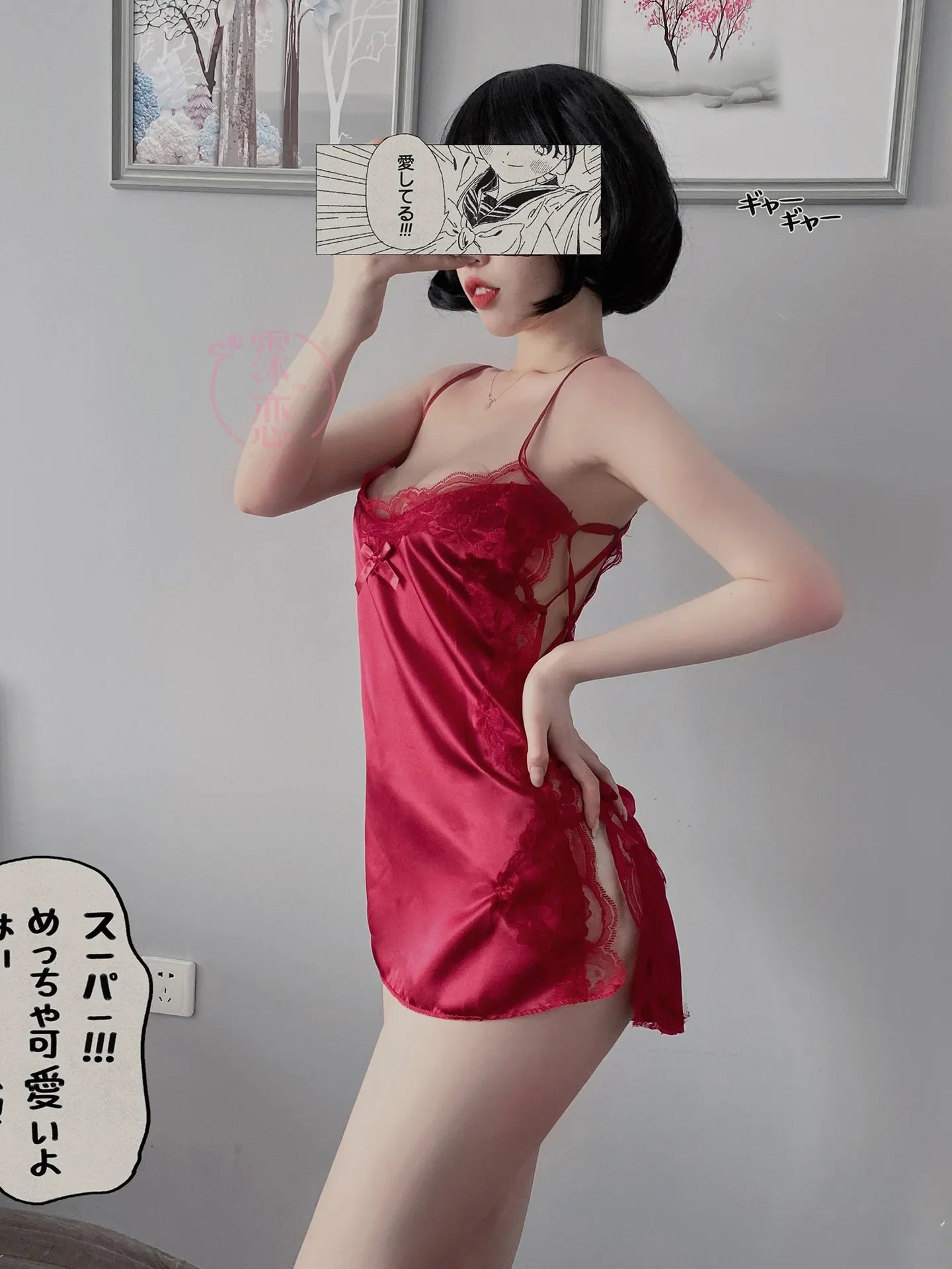 Satin Nightgown Lady Sexy Bowknot Lace Lingerie Spaghetti Strap Night Dress For Women Nighties Sleeveless Sleepwear Nightwear
