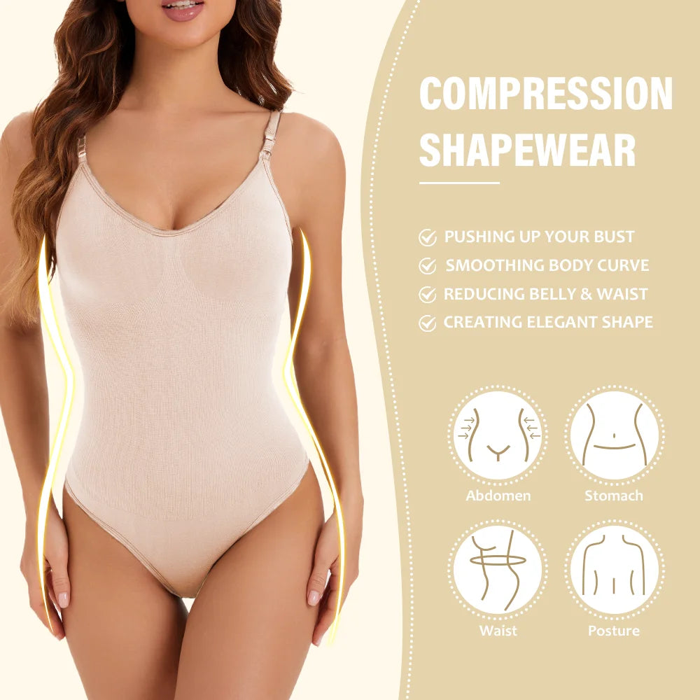 High Elastic Bodysuit for Women Tummy Control Shapewear Sexy Seamless Sculpting Thong Body Shaper Slimmer Slimming Black Tank