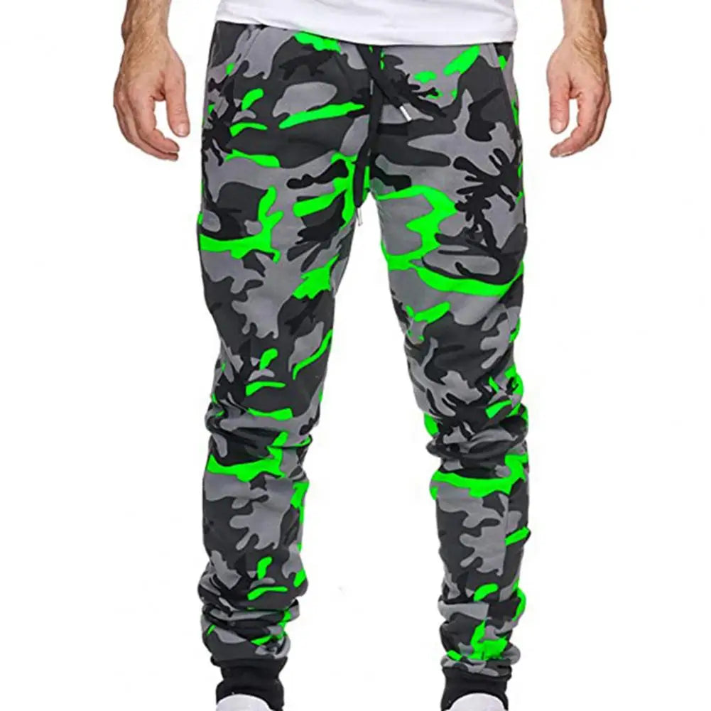 Casual Trousers Colorful Men Pants Anti-shrink Camouflage Jogger Trousers  Pockets