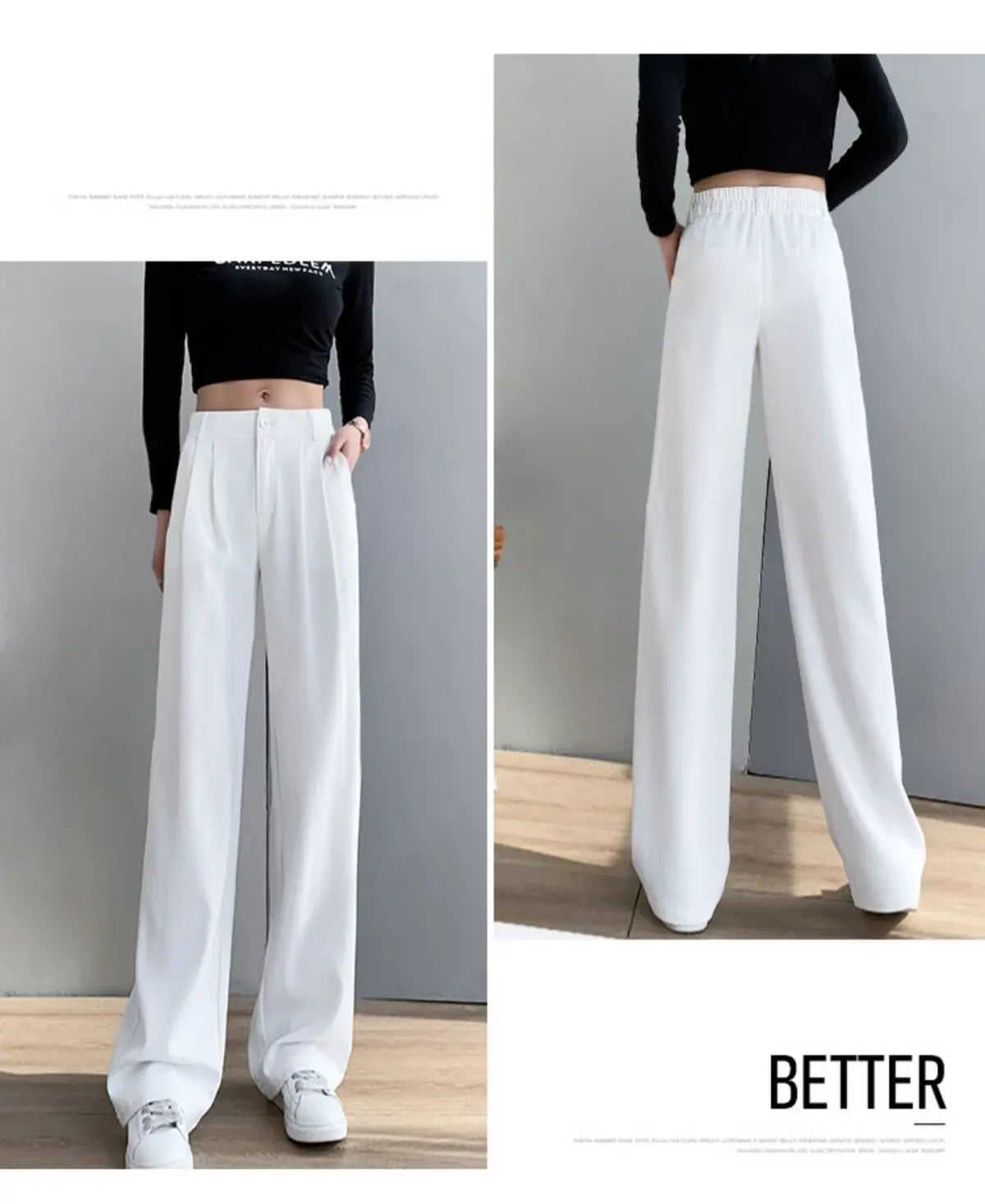 Trousers for Women Summer Women's Suit Pants 2024 White High Waist Fluid Korean Style Wide Leg Palazzo Straight Fashion Casual