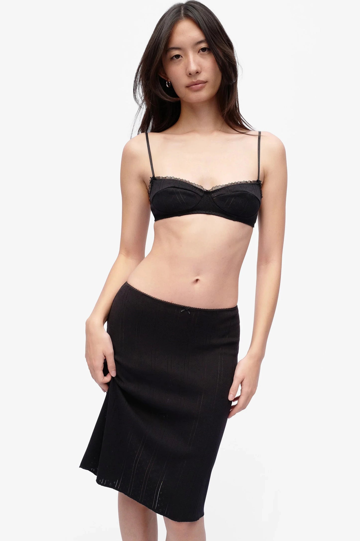 COUCOU The Slip Skirt Black and White