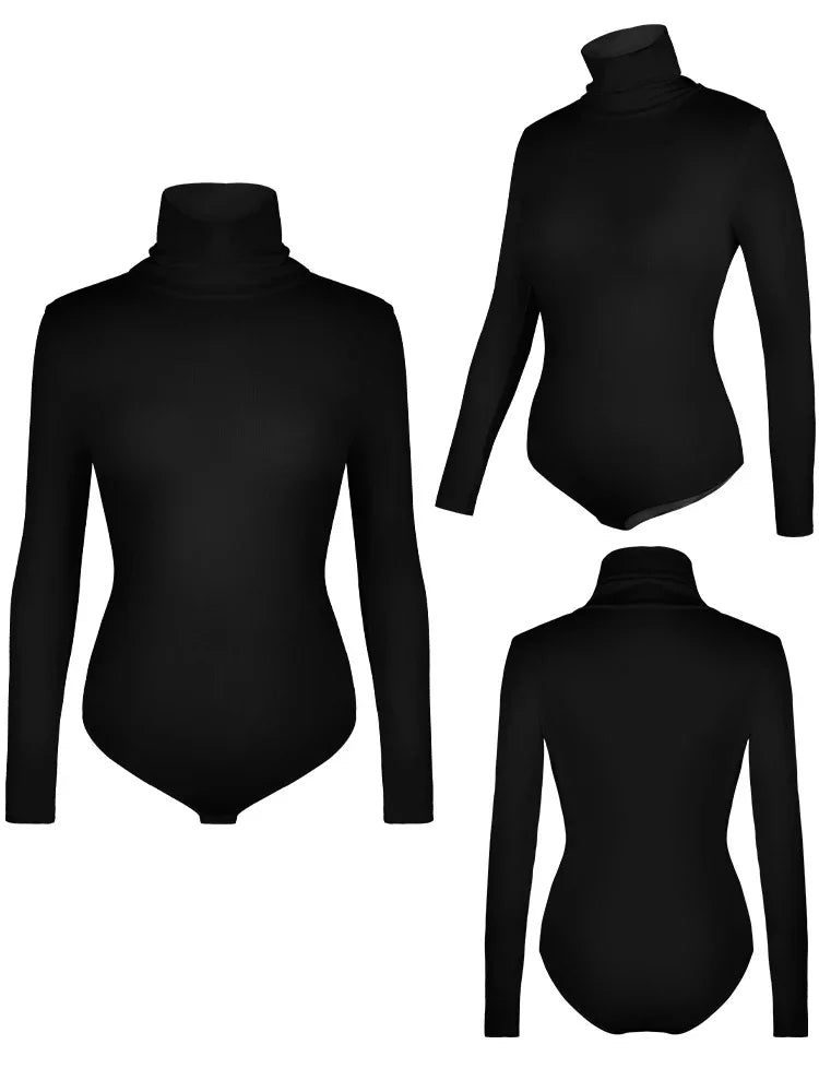 High Neck Bodysuit Women's Long Sleeved Shapewear Tummy Control Body Shaper Sexy Briefs Female Warm Clothing Autumn Winter New