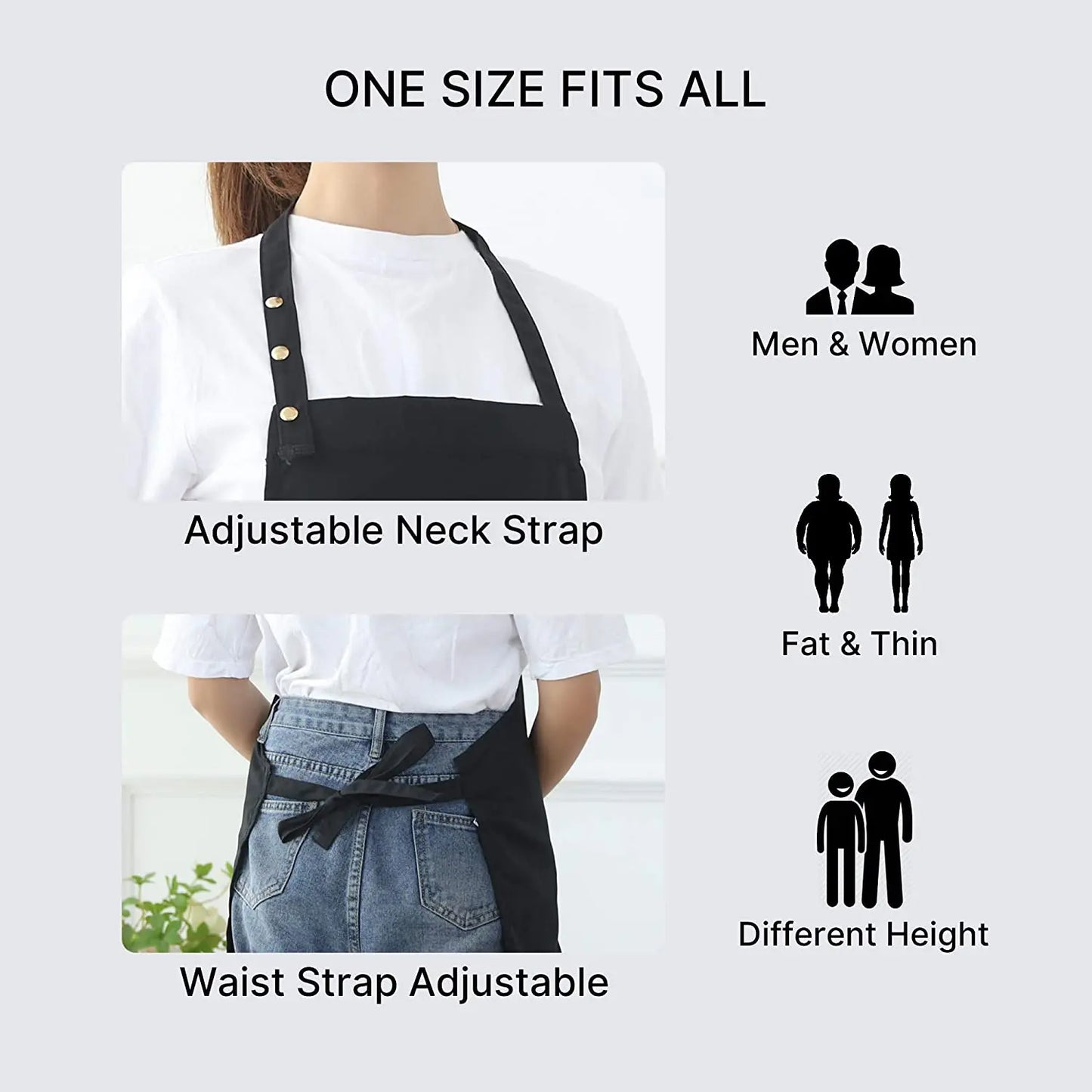Kitchen Cooking Apron Female Male Pocket Adjustable Waterproof Thickened Apron Baking Bar Restaurant Cafe Working Clothes