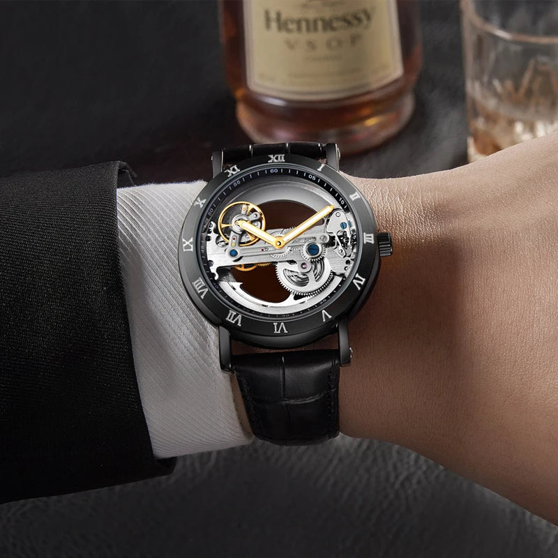 Mechanical Wristwatches Watches for Man Watches Golden Bridge Skeleton Automatic Mechanical Mens Watch reloj hombre montre homme