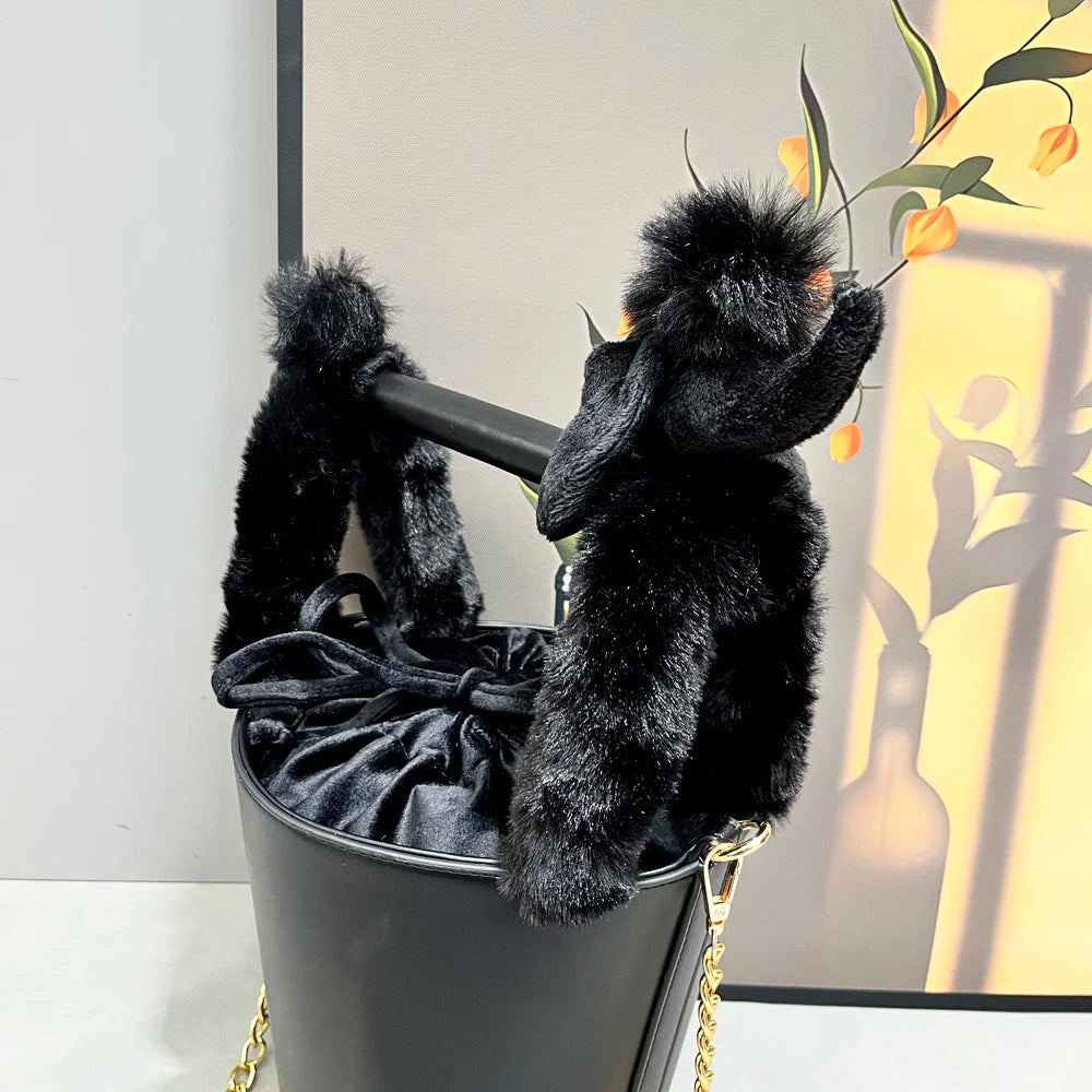 Funny Handbag for women purses and handbag luxury Designer Handmade Women's bag Casual black bucket Female shoulder Bag