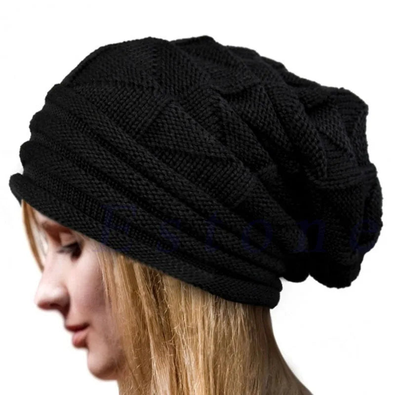 Knitted Hat Women's Autumn And Winter Head Cap Fashion Solid Color Outdoor Windproof Keep Warm Thicken Knitted Hats