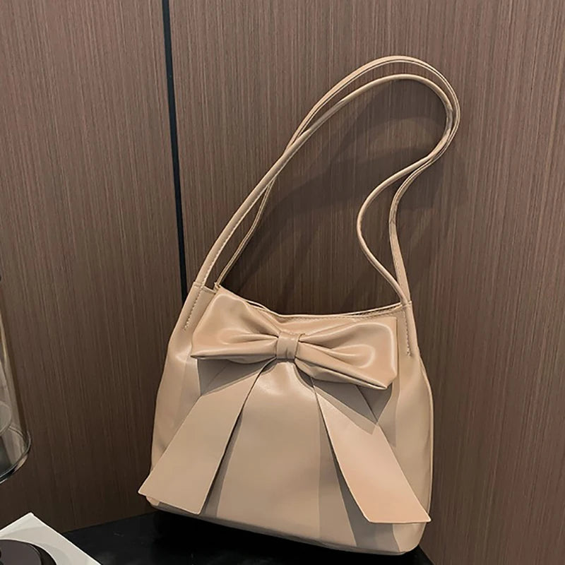 Fashion Bow Handlebags For Women Shoulder Bags Leisure Armpit Bag Shopping Versatile Bags Dumpling Handbag Female Hand Bags
