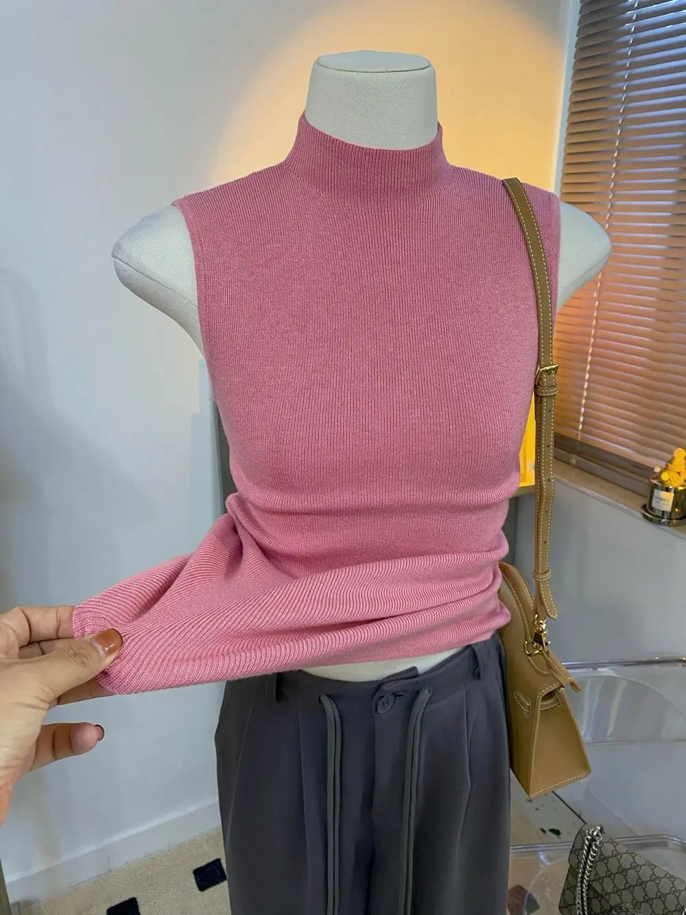 Sweater Vests Women Simple Half High Collar Fashion Autumn Basic Slim Sleeveless Sweaters All-match Ulzzang Leisure Knitting Ins