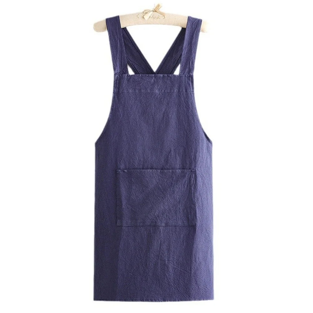 Kitchen Apron Loose Comfortable Cotton Cloth Apron Kitchen Cleaning Apron Breathable Waist Work Clothes For Painting Barber