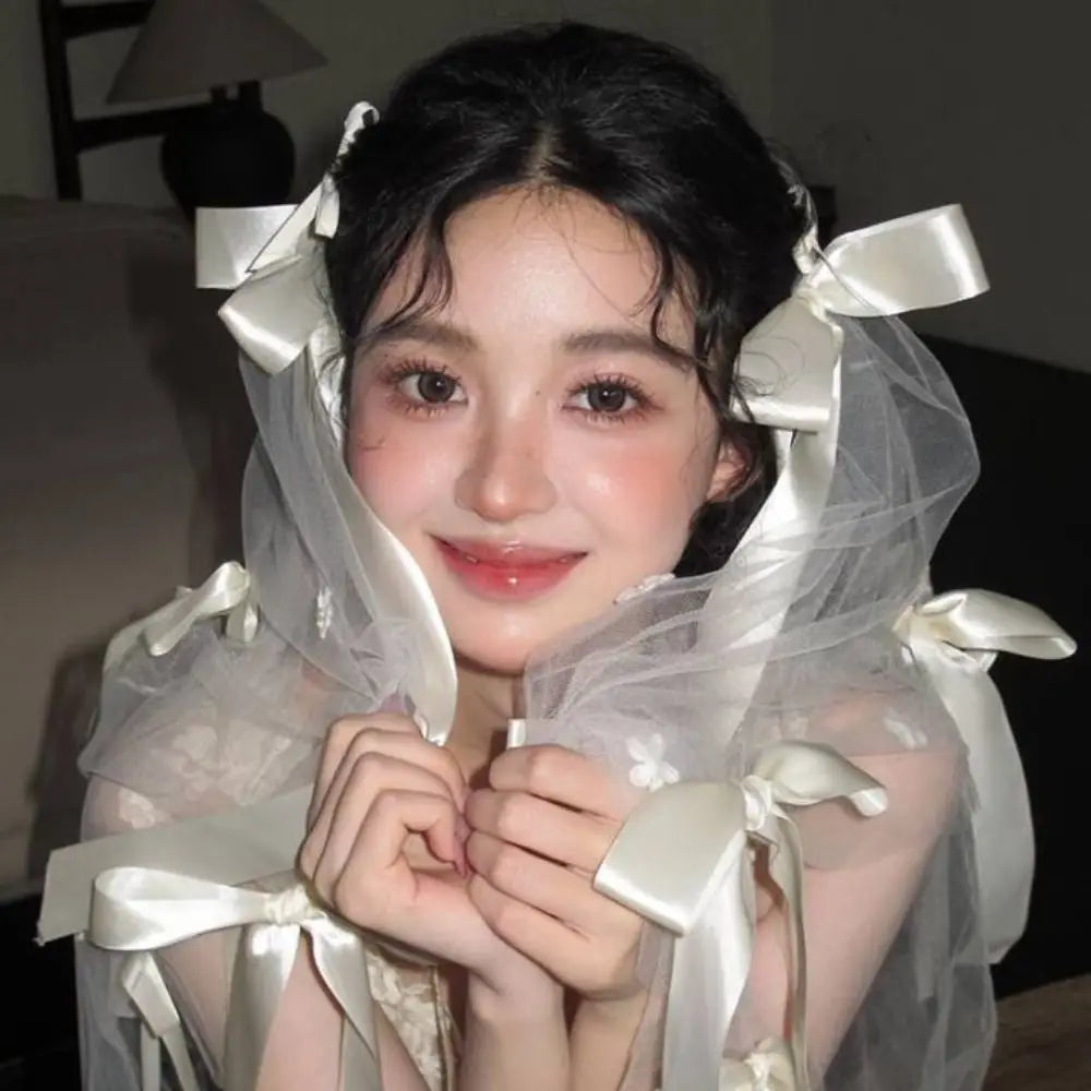 Stylish Versatile Bridal Veils Bow Tulle Bride Head Gauze Fairy White Wedding Headwear Bride Accessories