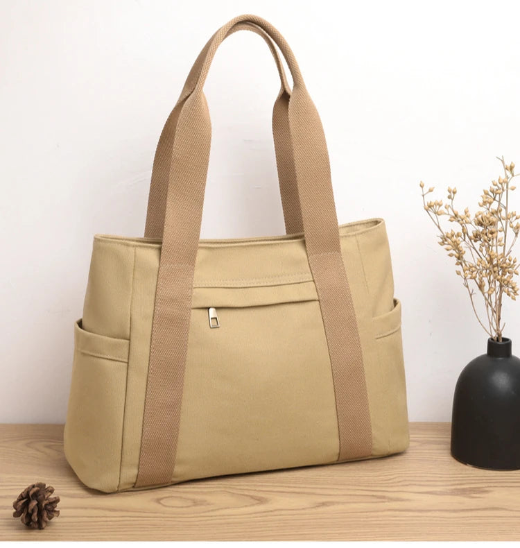 Women's handbag Fashionable Women's Canvas Top-Handle Bag for Daily Commuting and College Style Student Outfit Shoulder Bag