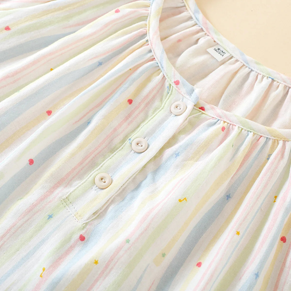 Sleeping Nightdress for Women Thin Cotton Homewear Colorful Striped Printed Pink Color Girls' Home Clothes Women Nightwear